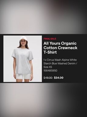 Lululemon All Yours Organic Cotton Crewneck T Shirt Sz XS